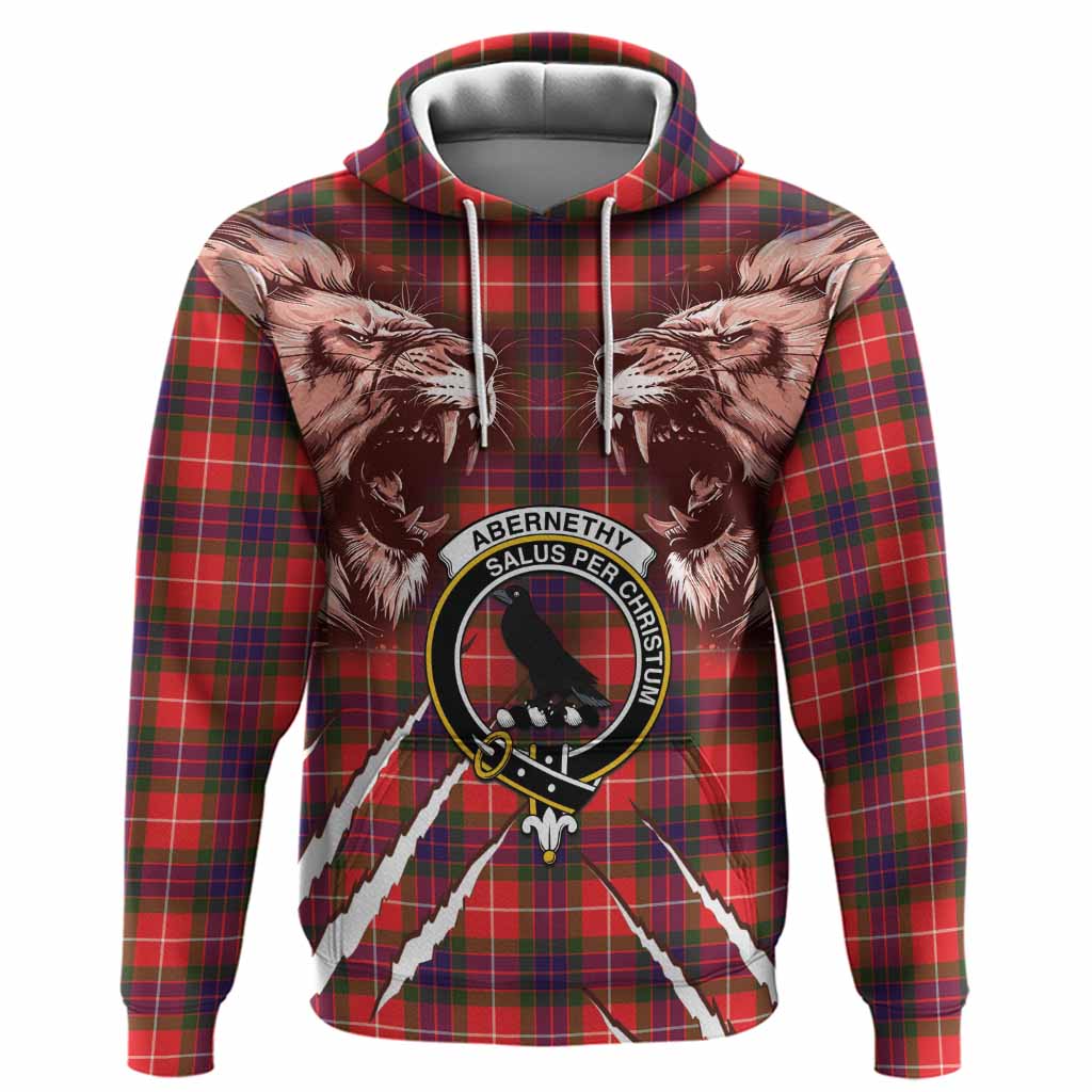 Abernethy Tartan Crest Hoodie Ferocious Lion Style