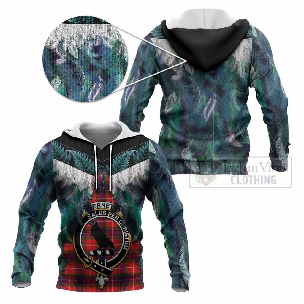 Abernethy Tartan Crest Knitted Hoodie New Zealand Maori Korowai Cloak