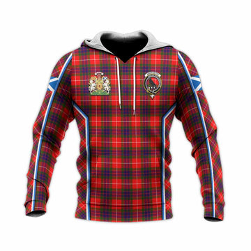 Abernethy Tartan Crest Knitted Hoodie Scotland Coat of Arm Flag Style - Tartan Vibes Clothing