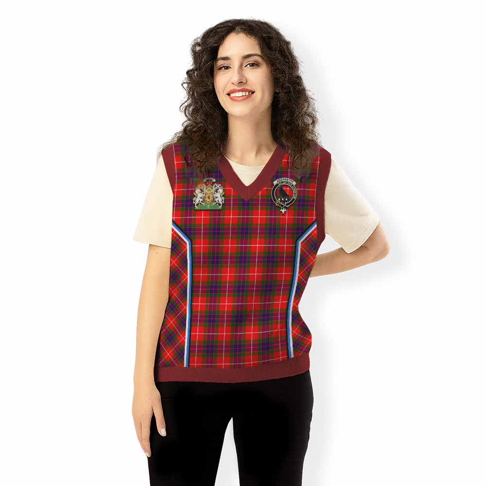 Abernethy Tartan Crest Knitted V-Neck Vest Scotland Coat of Arm Flag Style - Tartan Vibes Clothing