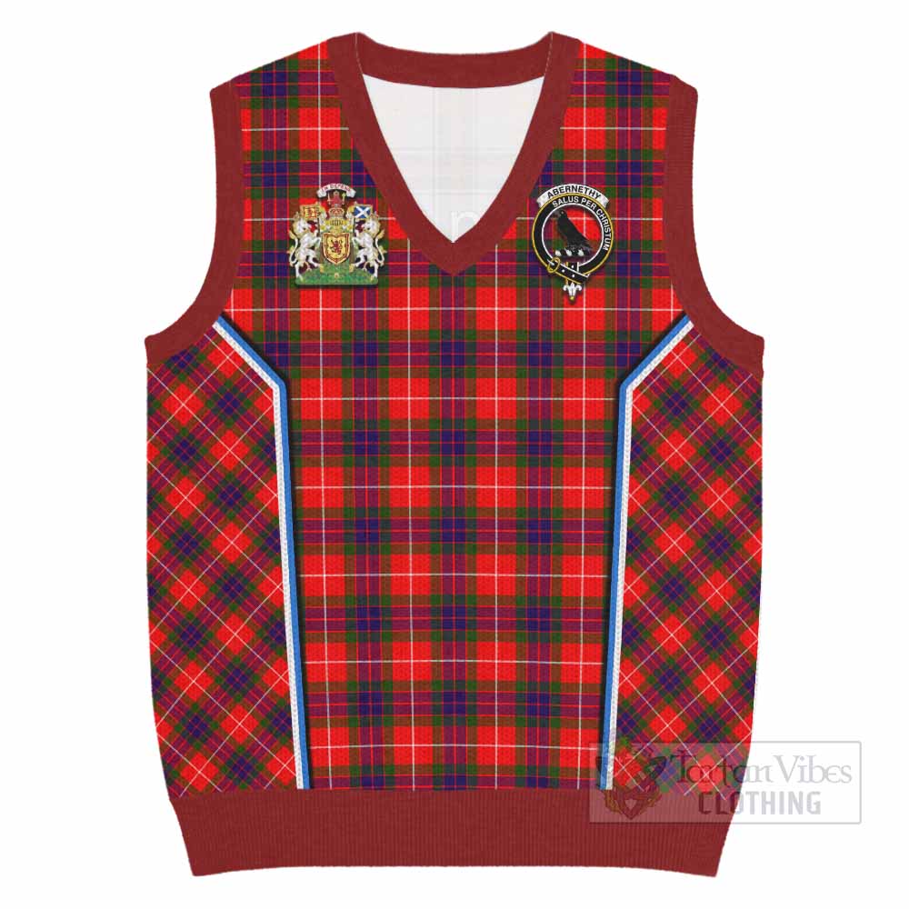 Abernethy Tartan Crest Knitted V-Neck Vest Scotland Coat of Arm Flag Style - Tartan Vibes Clothing