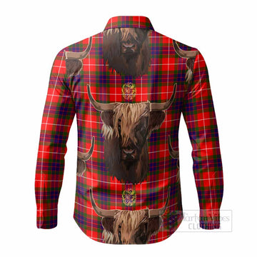 Abernethy Tartan Crest Long Sleeve Button Shirts Scotland Heilan Coo Tartan Seamless Style