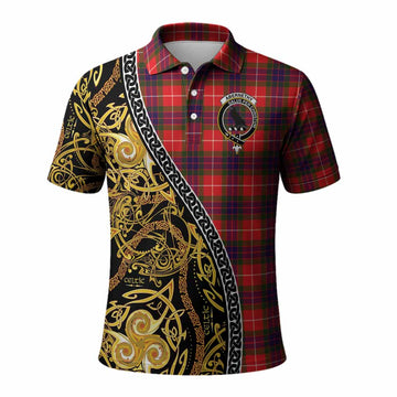 Abernethy Tartan Crest Polo Shirt Celtic Knot and Triple Trickle Spiral Symbols