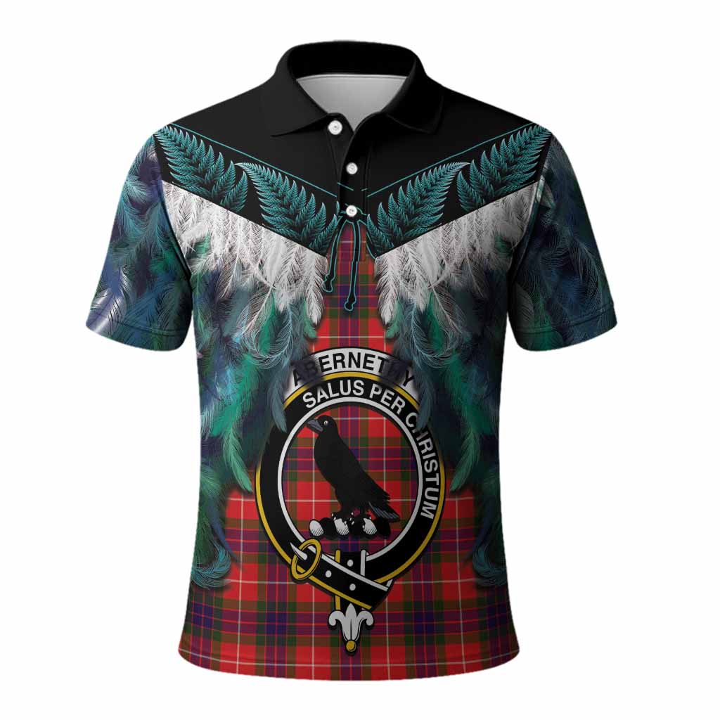 Abernethy Tartan Crest Polo Shirt New Zealand Maori Korowai Cloak