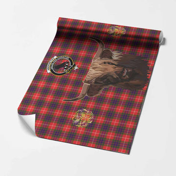 Abernethy Tartan Crest Wrapping Paper Scotland Heilan Coo Tartan Seamless Style