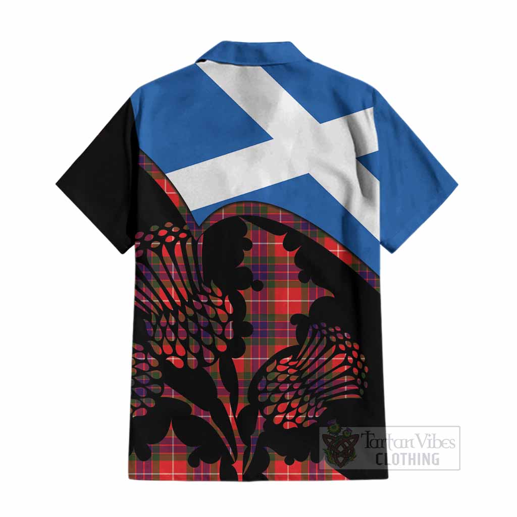 Abernethy Tartan Family Crest Cotton Hawaiian Shirt Scotland Thistle Floral Flag Style