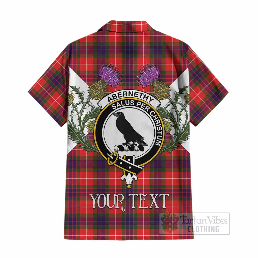 Abernethy Tartan Family Crest Cotton Hawaiian Shirt Scottish Burns Night Thistle Floral