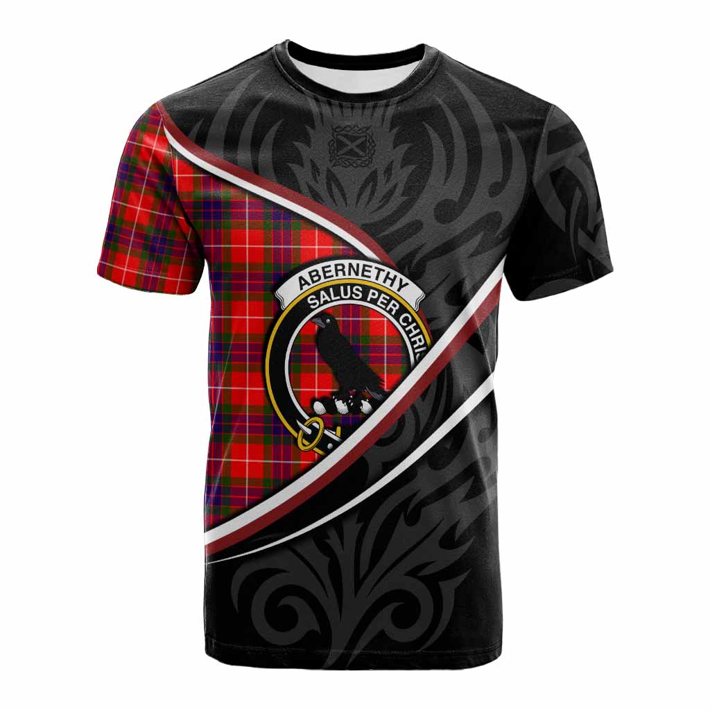 Abernethy Tartan Family Crest Cotton T-shirt Celtic Scottish Thistle Floral - Tartan Vibes Clothing