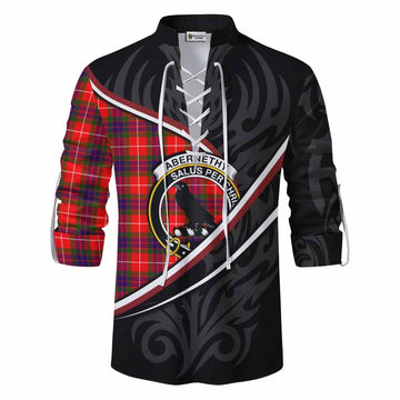 Abernethy Tartan Family Crest Ghillie Kilt Shirt Celtic Scottish Thistle Floral