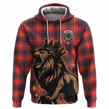 Abernethy Tartan Family Crest Hoodie Crowned Lion Roaring