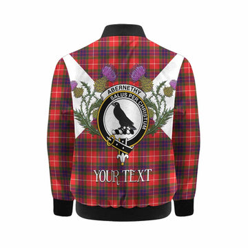 Abernethy Tartan Family Crest Kid Bomber Jacket Scottish Burns Night Thistle Floral