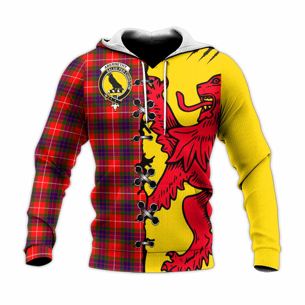 Abernethy Tartan Family Crest Knitted Hoodie Lion Rampant Honor - Tartan Vibes Clothing