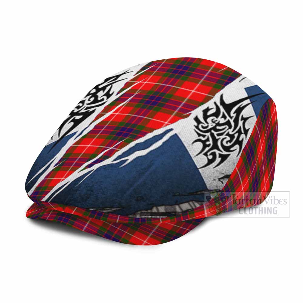 Abernethy Tartan Flat Cap, Jeff Cap Scotland Flag Ripped Tribal Design