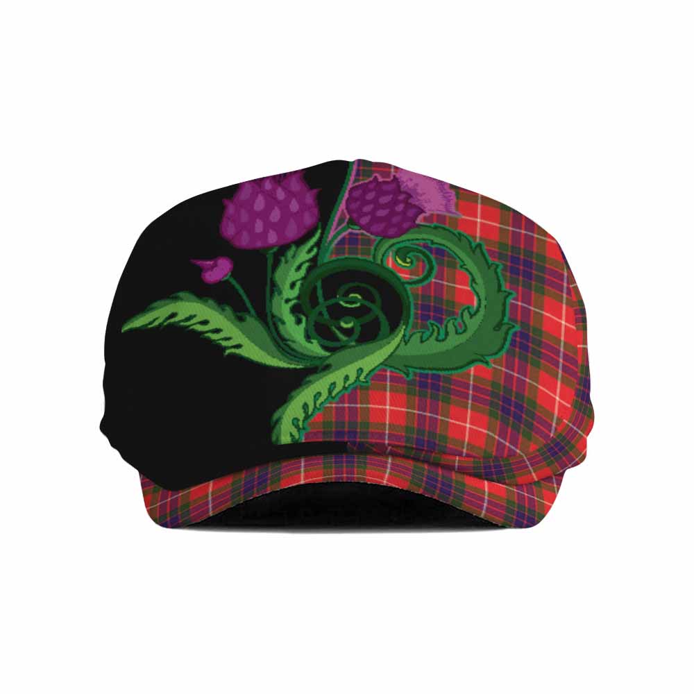 Abernethy Tartan Flat Cap, Jeff Cap Traditional Scottish Thistle