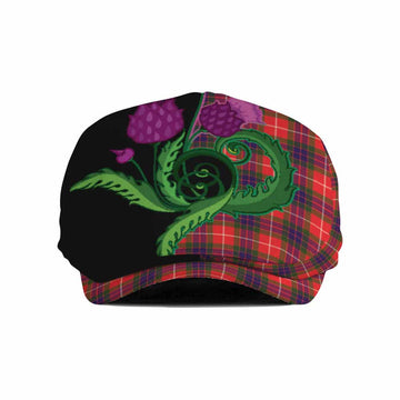 Abernethy Tartan Flat Cap, Jeff Cap Traditional Scottish Thistle