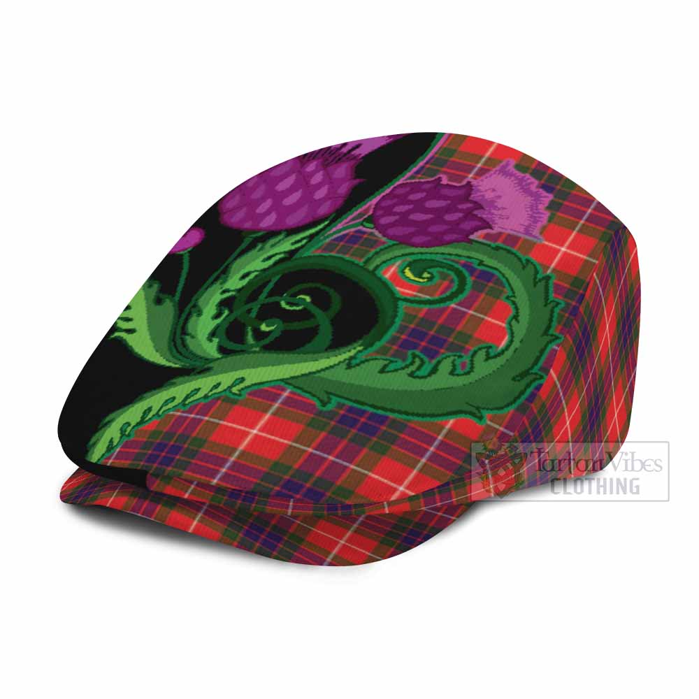 Abernethy Tartan Flat Cap, Jeff Cap Traditional Scottish Thistle