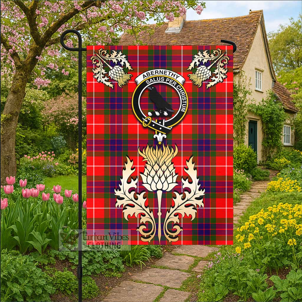 Abernethy Tartan Garden Flag with Golden Regal Scottish Thistle Emblem - Tartan Vibes Clothing