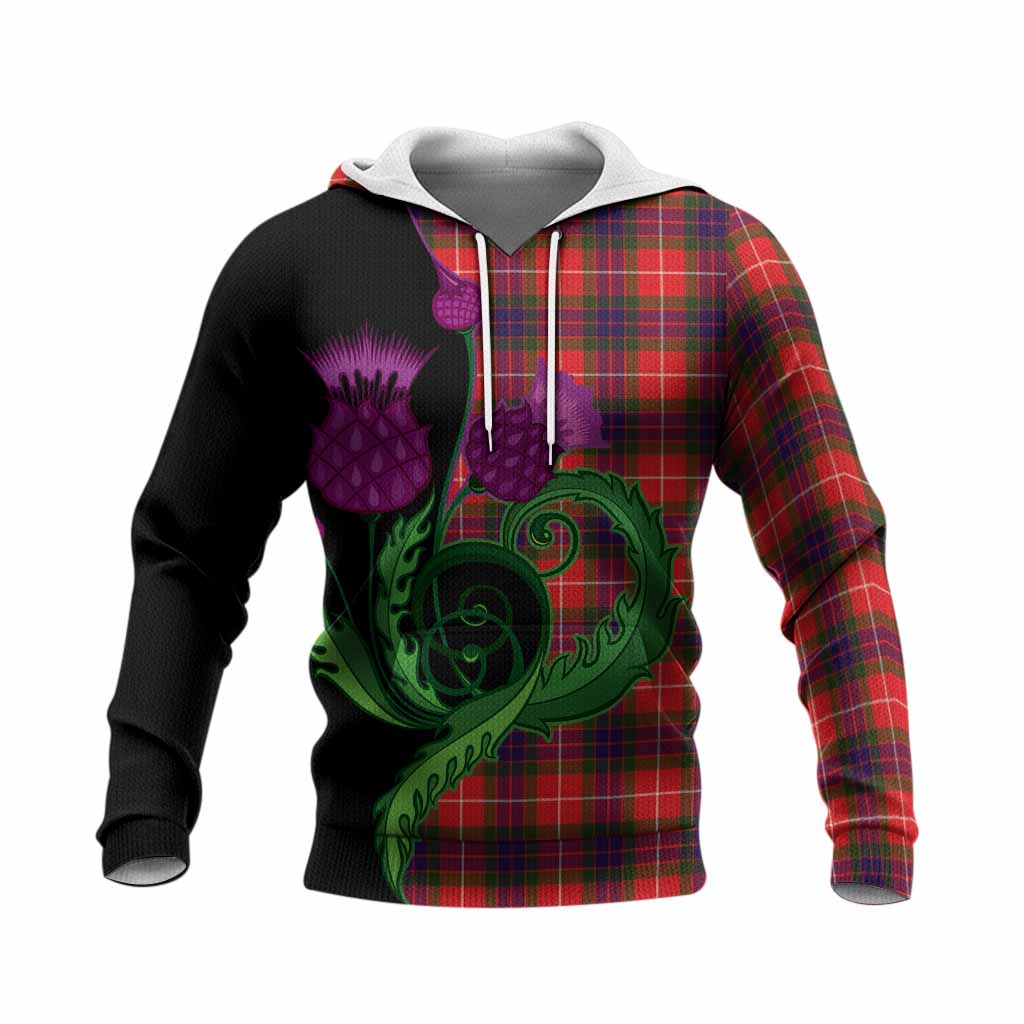 Abernethy Tartan Knitted Hoodie Traditional Scottish Thistle