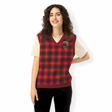 Abernethy Tartan Knitted V-Neck Vest with Family Crest