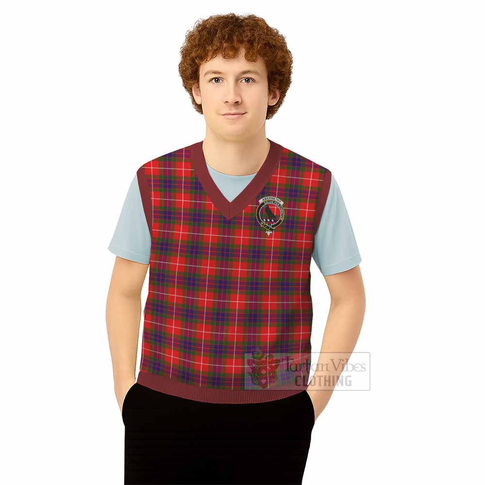 Abernethy Tartan Knitted V-Neck Vest with Family Crest - Tartan Vibes Clothing