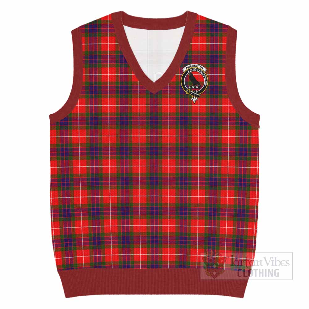 Abernethy Tartan Knitted V-Neck Vest with Family Crest - Tartan Vibes Clothing