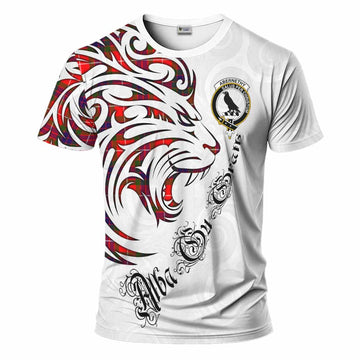 Abernethy Tartan Lion Roar T-Shirt Alba Gu Brath with Celtic Motifs