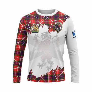 Abernethy Tartan Long Sleeve T-Shirt with Family Crest and Lion Rampant Grunge Style