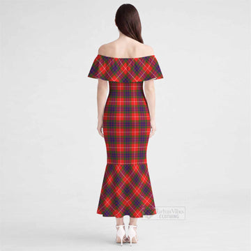 Abernethy Tartan Off Shoulder Ruffle Mermaid Maxi Dress