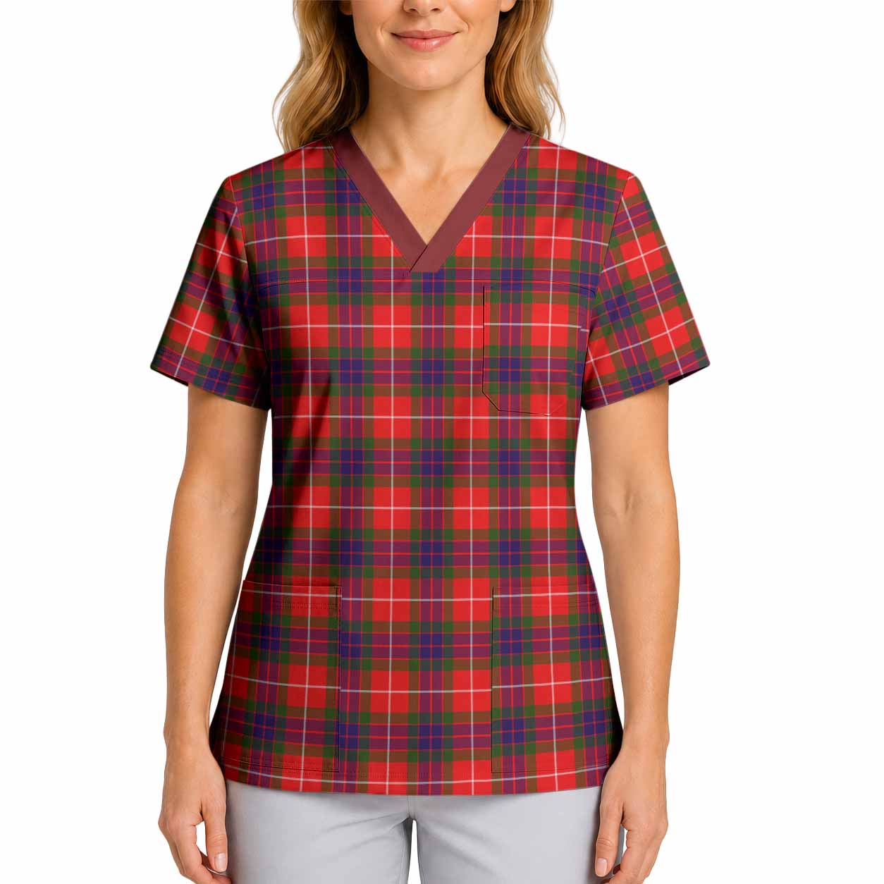 Abernethy Tartan Scrub Top 4XL - Tartan Vibes Clothing