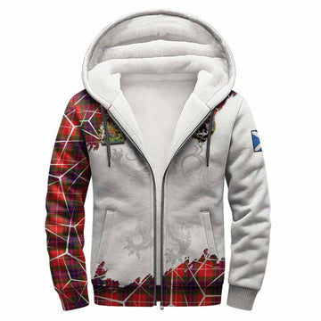 Abernethy Tartan Sherpa Hoodie with Family Crest and Lion Rampant Grunge Style