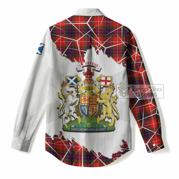 Abernethy Tartan Women Casual Shirt with Family Crest and Lion Rampant Grunge Style