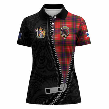 Abernethy Tartan Women Polo Shirt New Zealand Pattern Unique Zipper Stylized