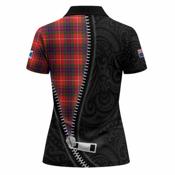 Abernethy Tartan Women Polo Shirt New Zealand Pattern Unique Zipper Stylized