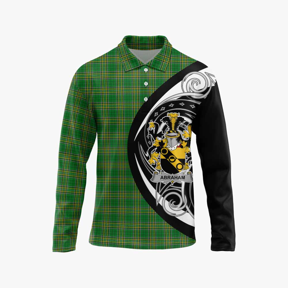 Tartan Vibes Clothing Abraham Irish Clan Long Sleeve Polo Shirt Celtic Circle Style
