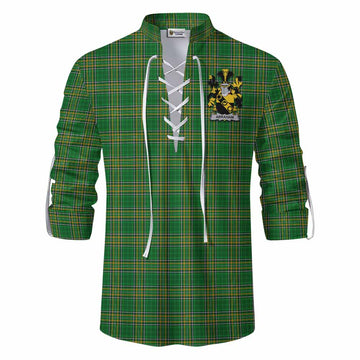 Tartan Vibes Clothing Abraham Irish Clan Tartan Ghillie Kilt Shirt with Coat of Arms