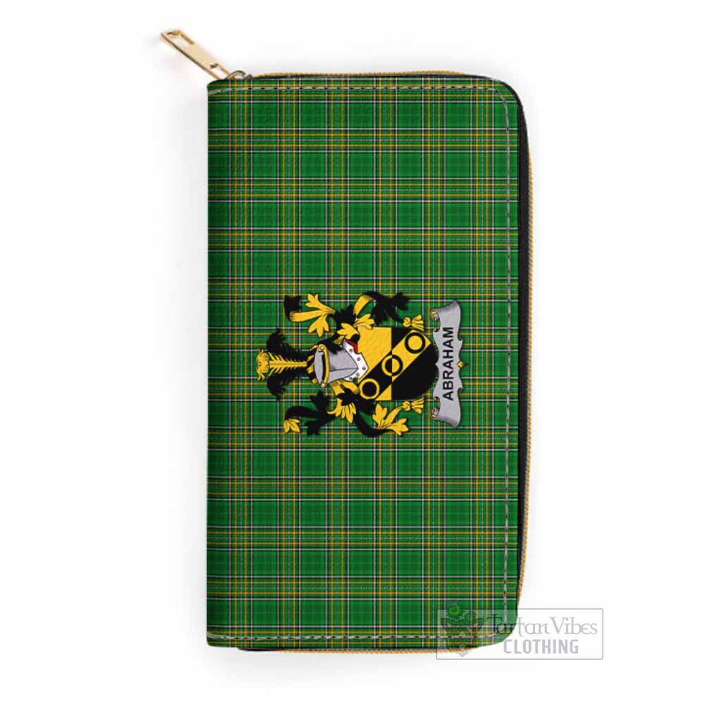 Tartan Vibes Clothing Abraham Irish Clan Tartan Women's Leather Wallet with Coat of Arms