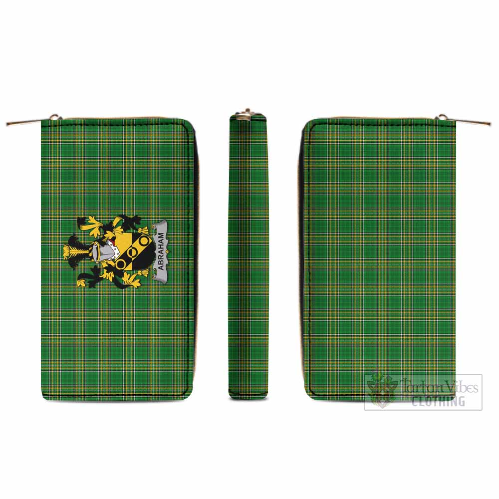 Tartan Vibes Clothing Abraham Irish Clan Tartan Women's Leather Wallet with Coat of Arms