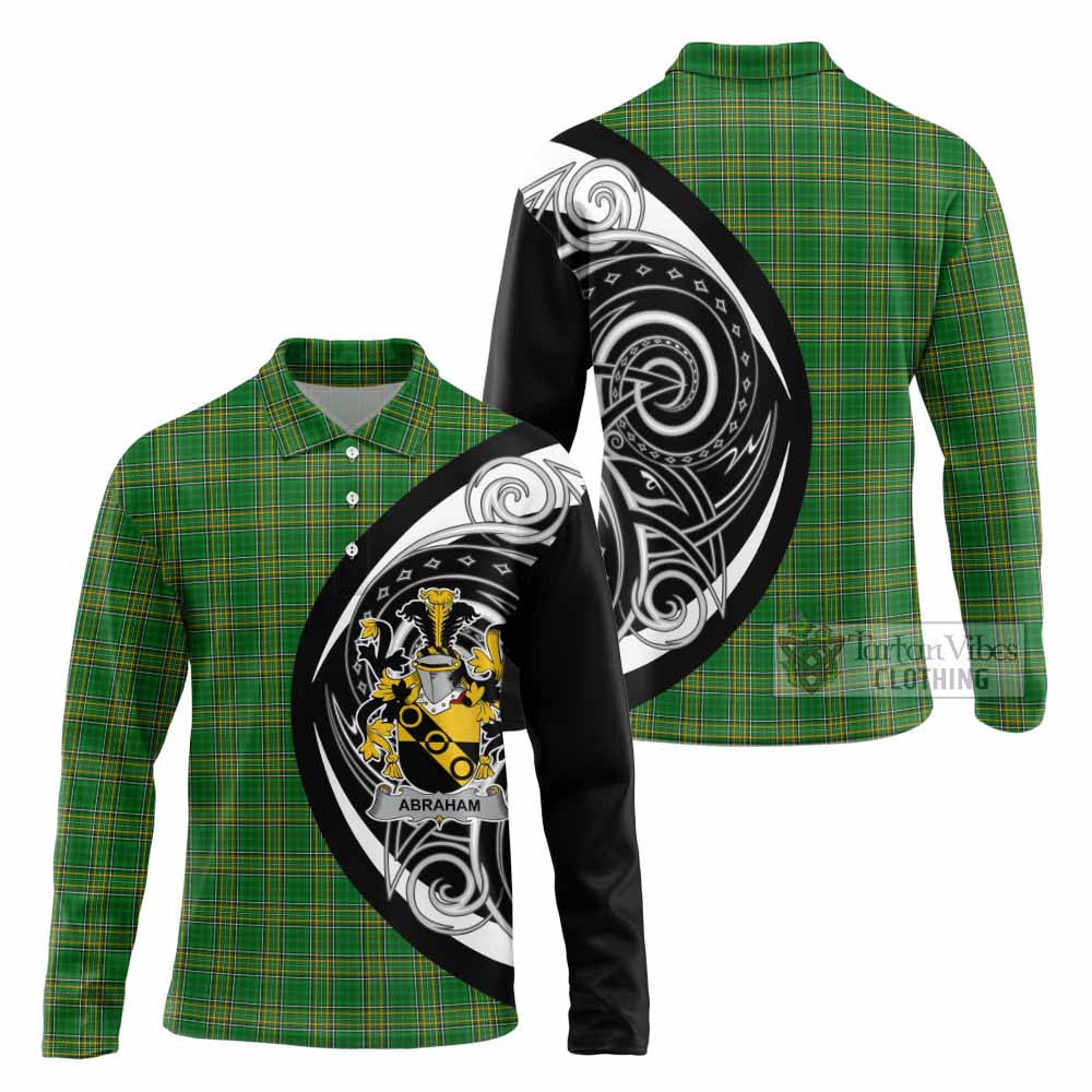 Tartan Vibes Clothing Abraham Irish Clan Long Sleeve Polo Shirt Celtic Circle Style