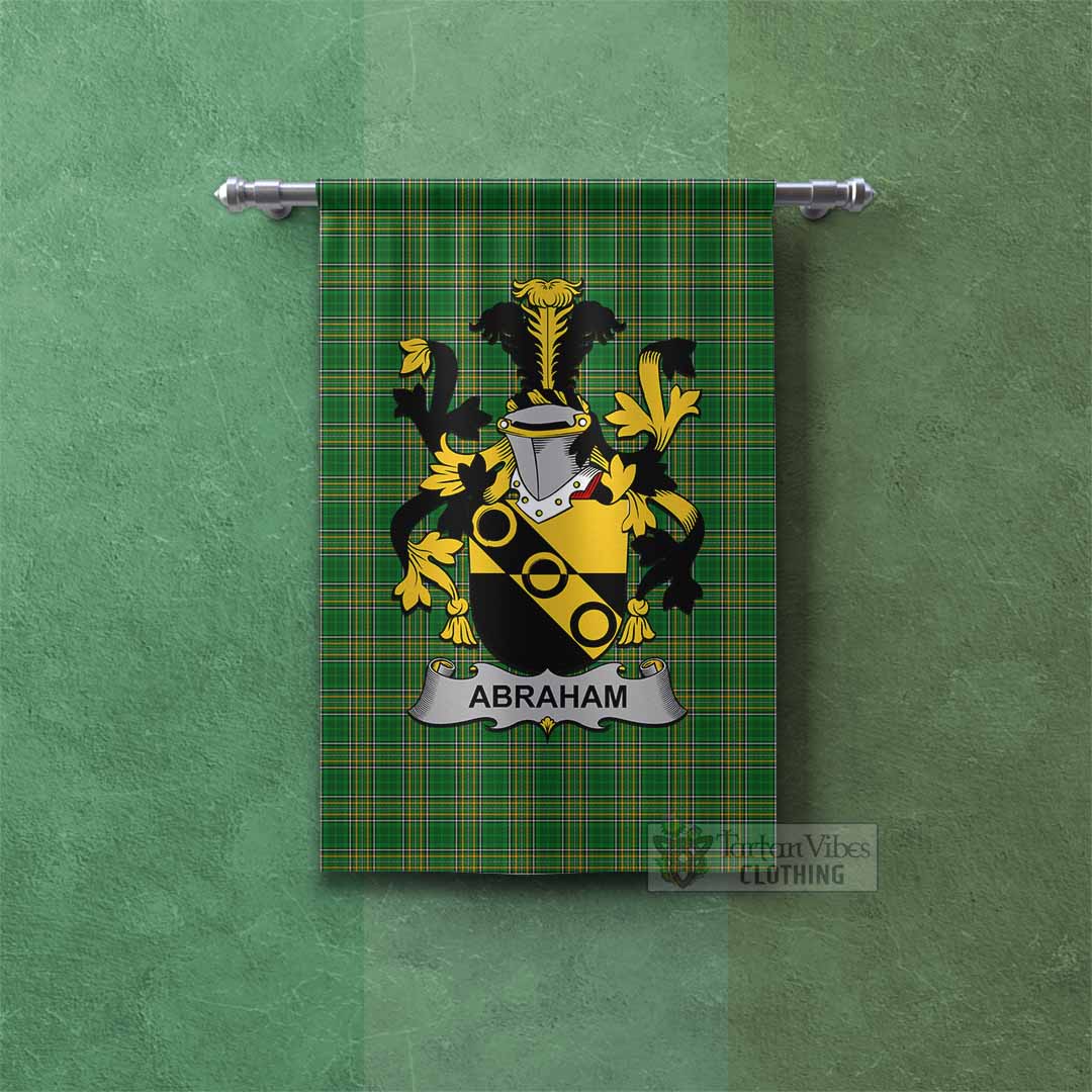 Tartan Vibes Clothing Abraham Irish Clan Tartan Gonfalon, Tartan Banner with Coat of Arms