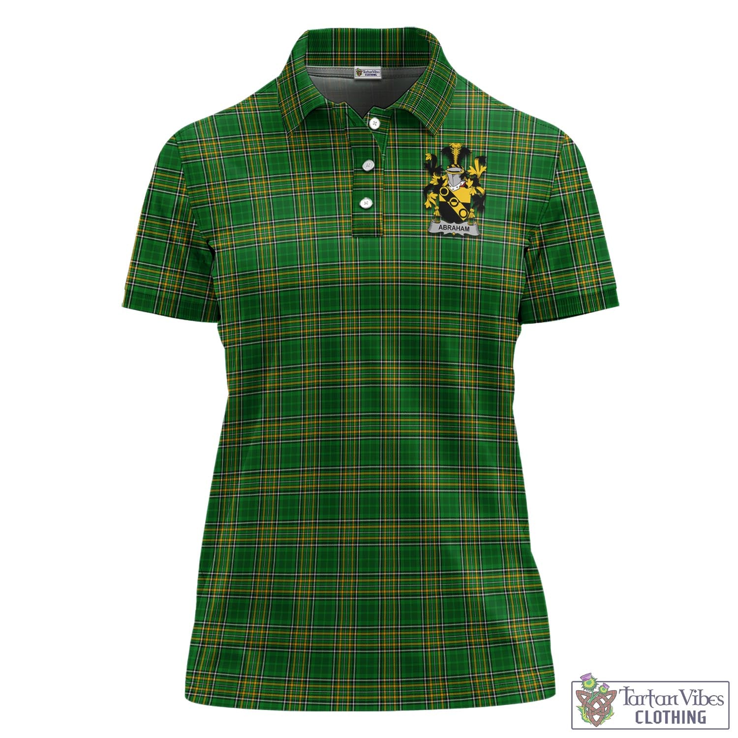 Tartan Vibes Clothing Abraham Ireland Clan Tartan Women's Polo Shirt with Coat of Arms