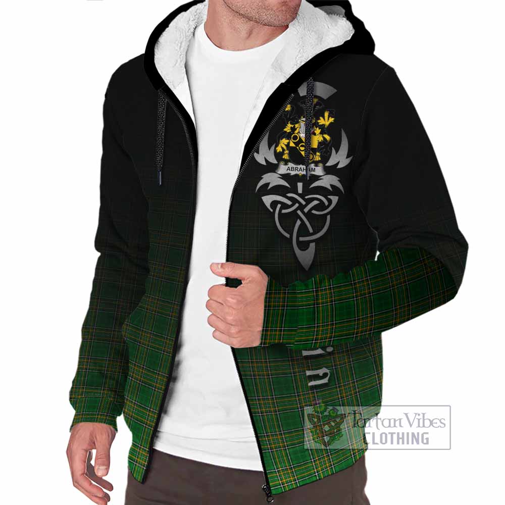 Tartan Vibes Clothing Abraham Irish Clan Sherpa Hoodie with Coat of Arms Erin Go Bragh Celtic Inspired