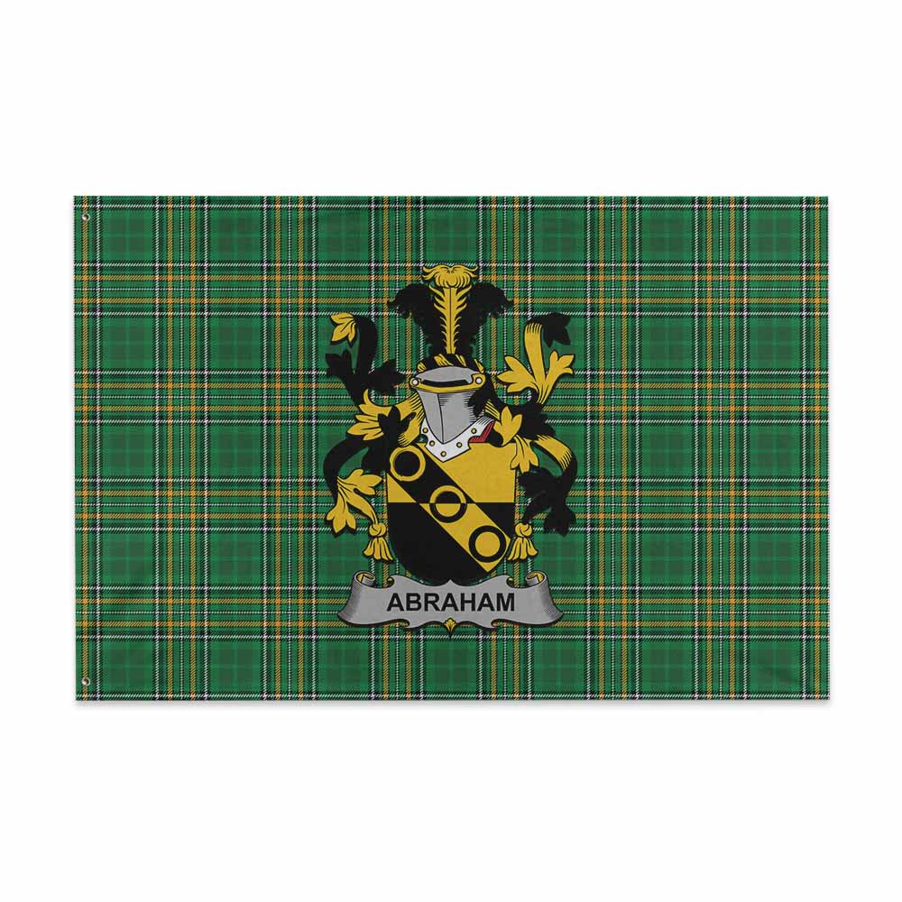 Tartan Vibes Clothing Abraham Irish Clan Tartan House Flag with Coat of Arms
