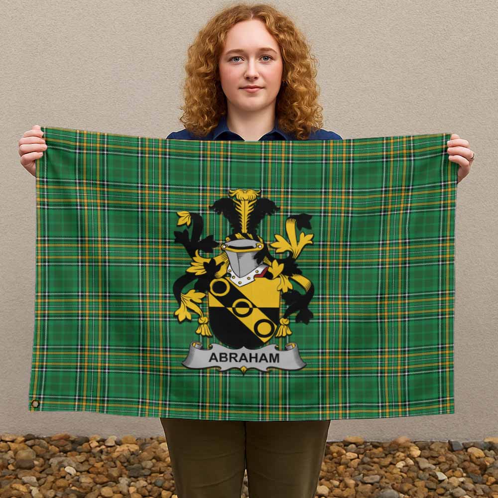Tartan Vibes Clothing Abraham Irish Clan Tartan House Flag with Coat of Arms