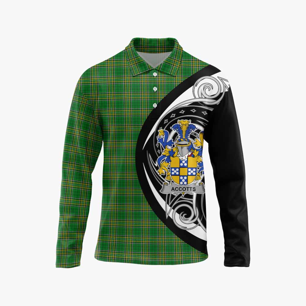 Tartan Vibes Clothing Accotts Irish Clan Long Sleeve Polo Shirt Celtic Circle Style