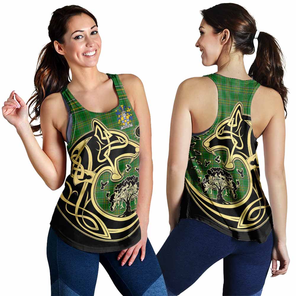 Tartan Vibes Clothing Accotts Irish Tartan Women's Racerback Tanks with Coat of Arms Celtic Wolf Style
