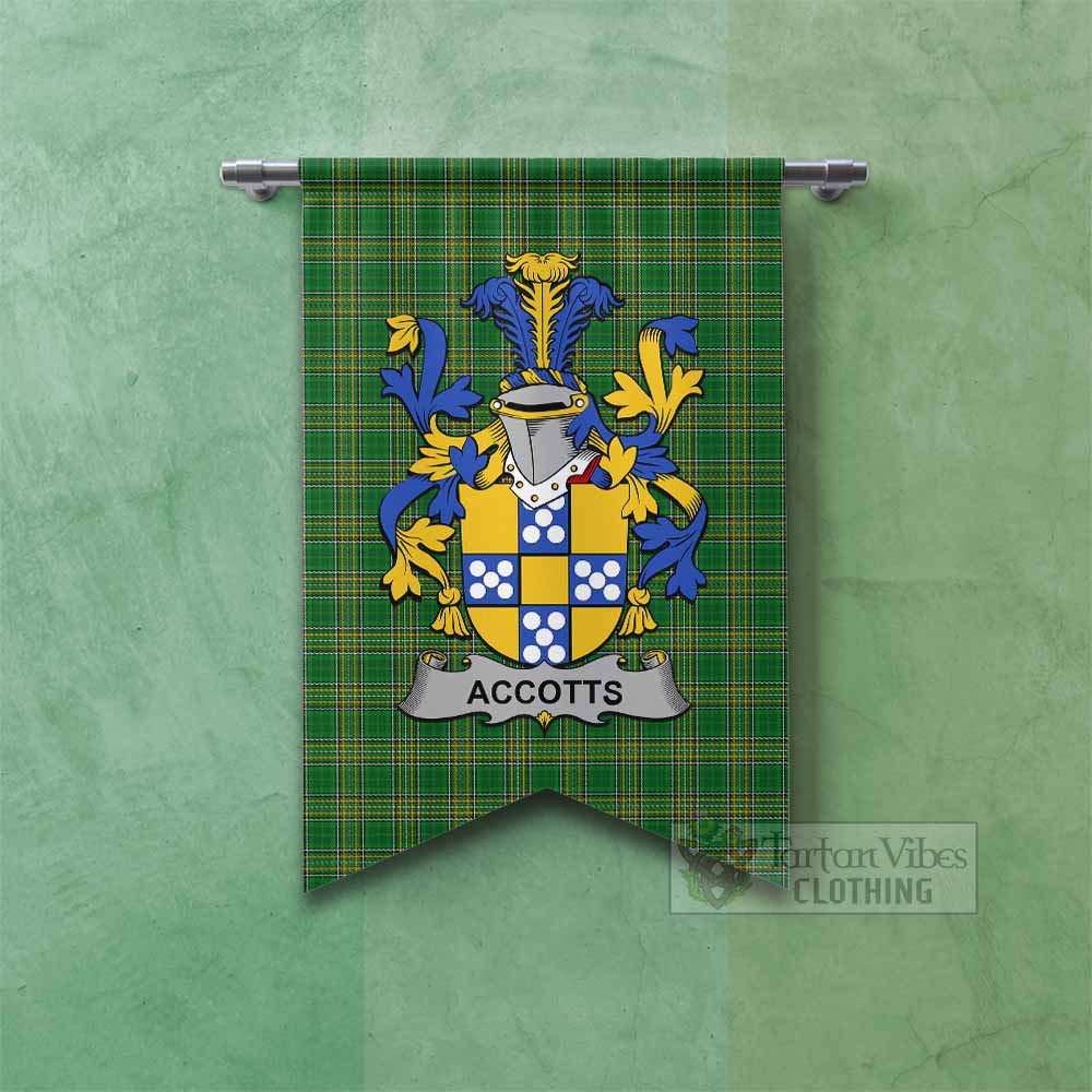 Tartan Vibes Clothing Accotts Irish Clan Tartan Gonfalon, Tartan Banner with Coat of Arms