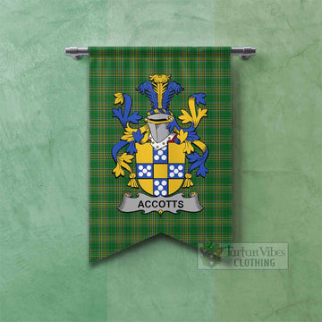 Tartan Vibes Clothing Accotts Irish Clan Tartan Gonfalon, Tartan Banner with Coat of Arms