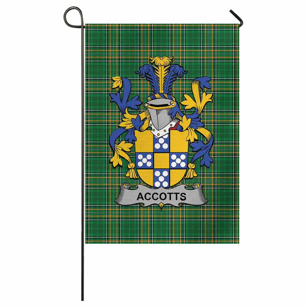 Accotts Irish Clan Tartan Flag with Coat of Arms