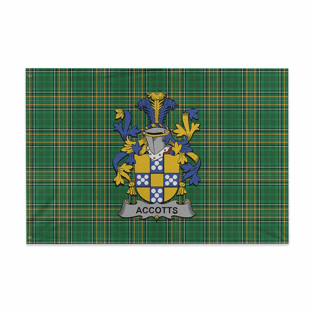 Tartan Vibes Clothing Accotts Irish Clan Tartan House Flag with Coat of Arms