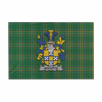Tartan Vibes Clothing Accotts Irish Clan Tartan House Flag with Coat of Arms